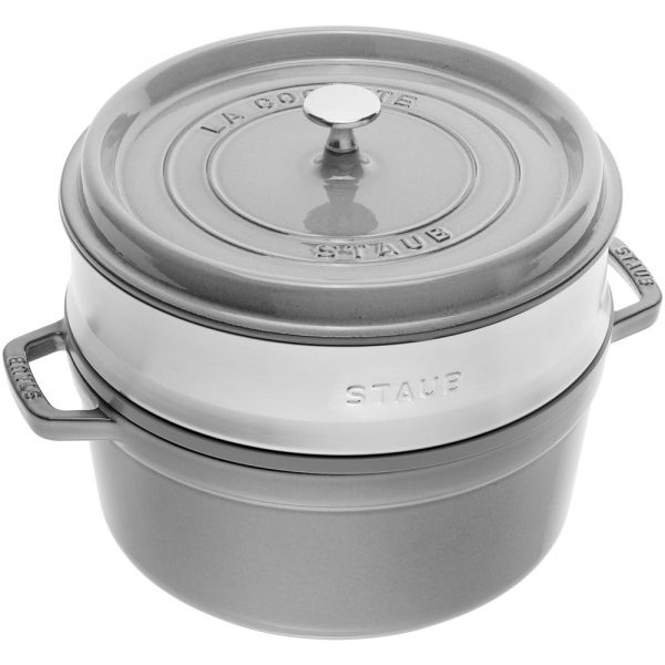 STAUB Round Cocotte with Steam Basket 26 cm Grey