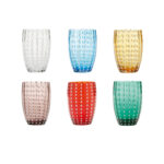 Zafferano Bilia Glass Cups, Handmade Transparent Glass, Decorated With