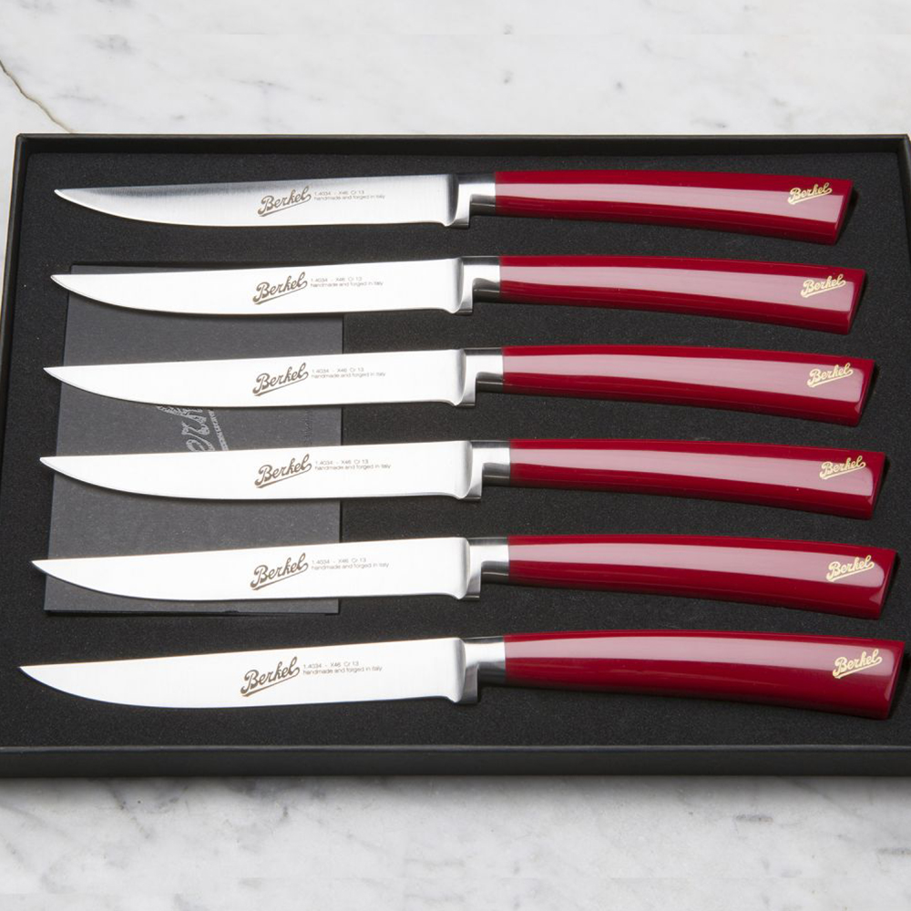 BERKEL Set 6 Steak Knives Elegance Red