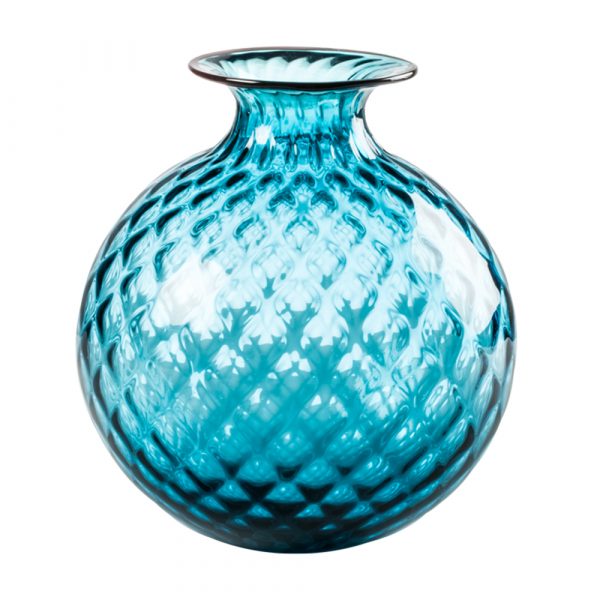 VENINI Vase Monofiori Bleu avec Fil Rouge H20.5
