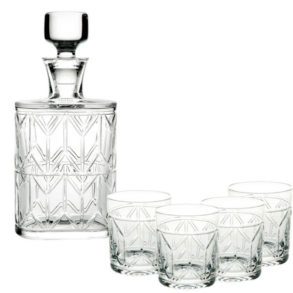 VISTA ALEGRE Avenue Set Whisky Decanter with 4 Glasses Old Fashion