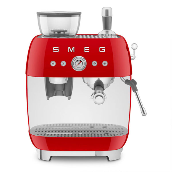 SMEG Manual Espresso Coffee Machine with Coffee Grinder Red