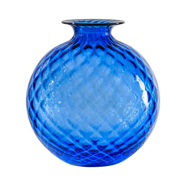 VENINI Monofiori Vase Sapphire mit Rotem Faden H20.5