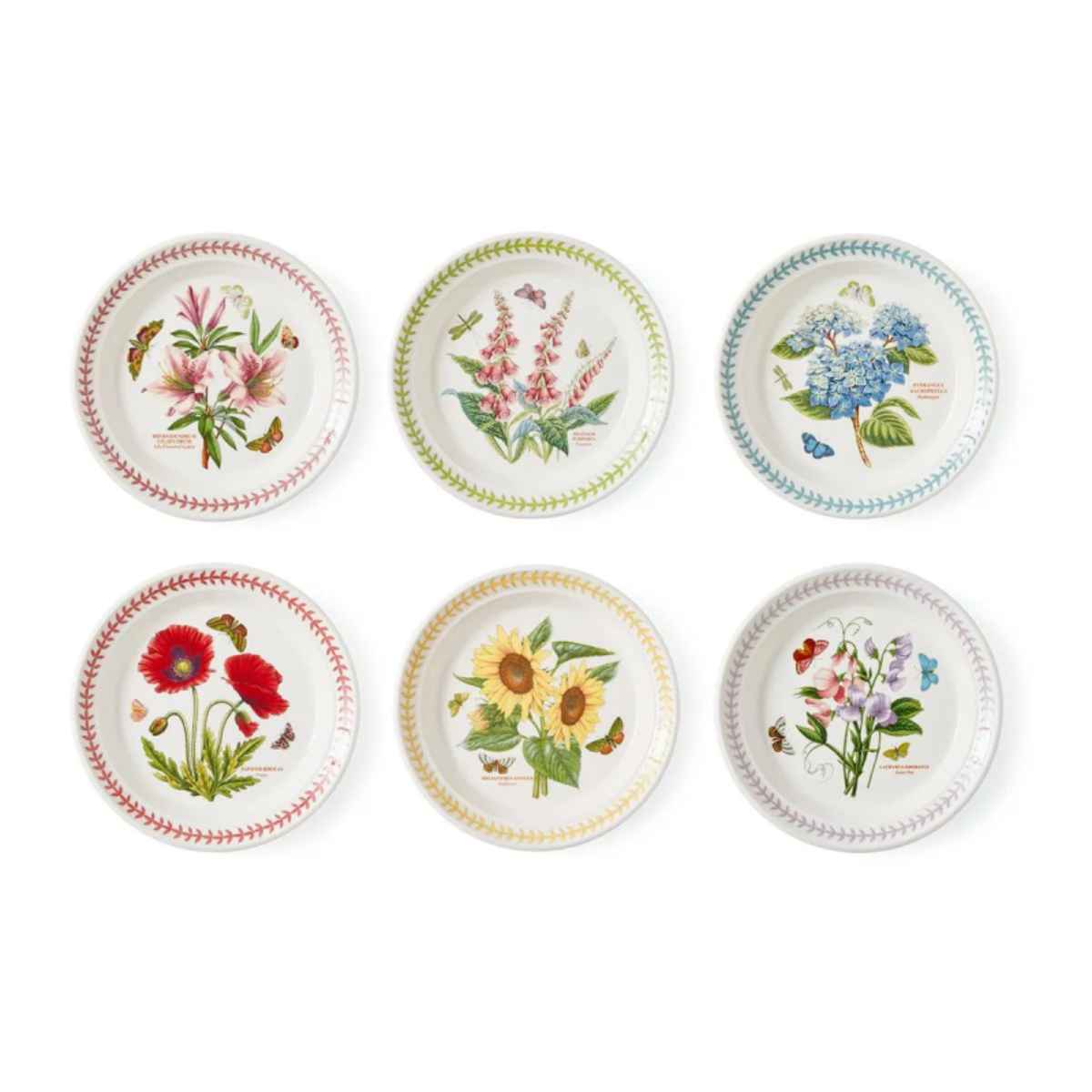 PORTMEIRION Botanic Garden Meadows Set of 6 Fruit Plates - Erresse