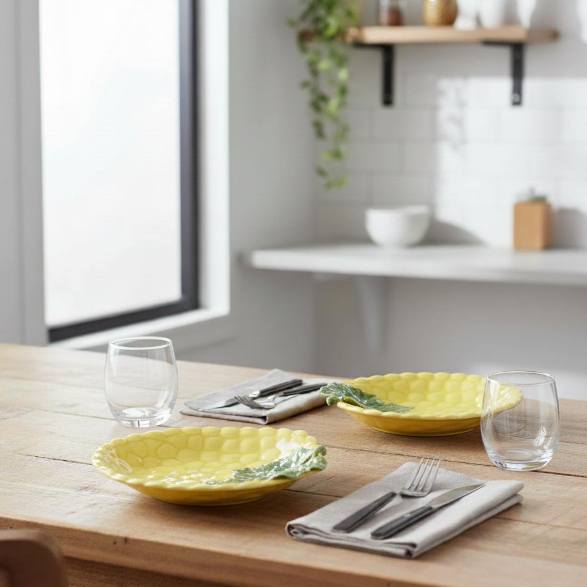 BORDALLO PINHEIRO Set 2 Piatti Fondi Uva 22 cm Giallo 3